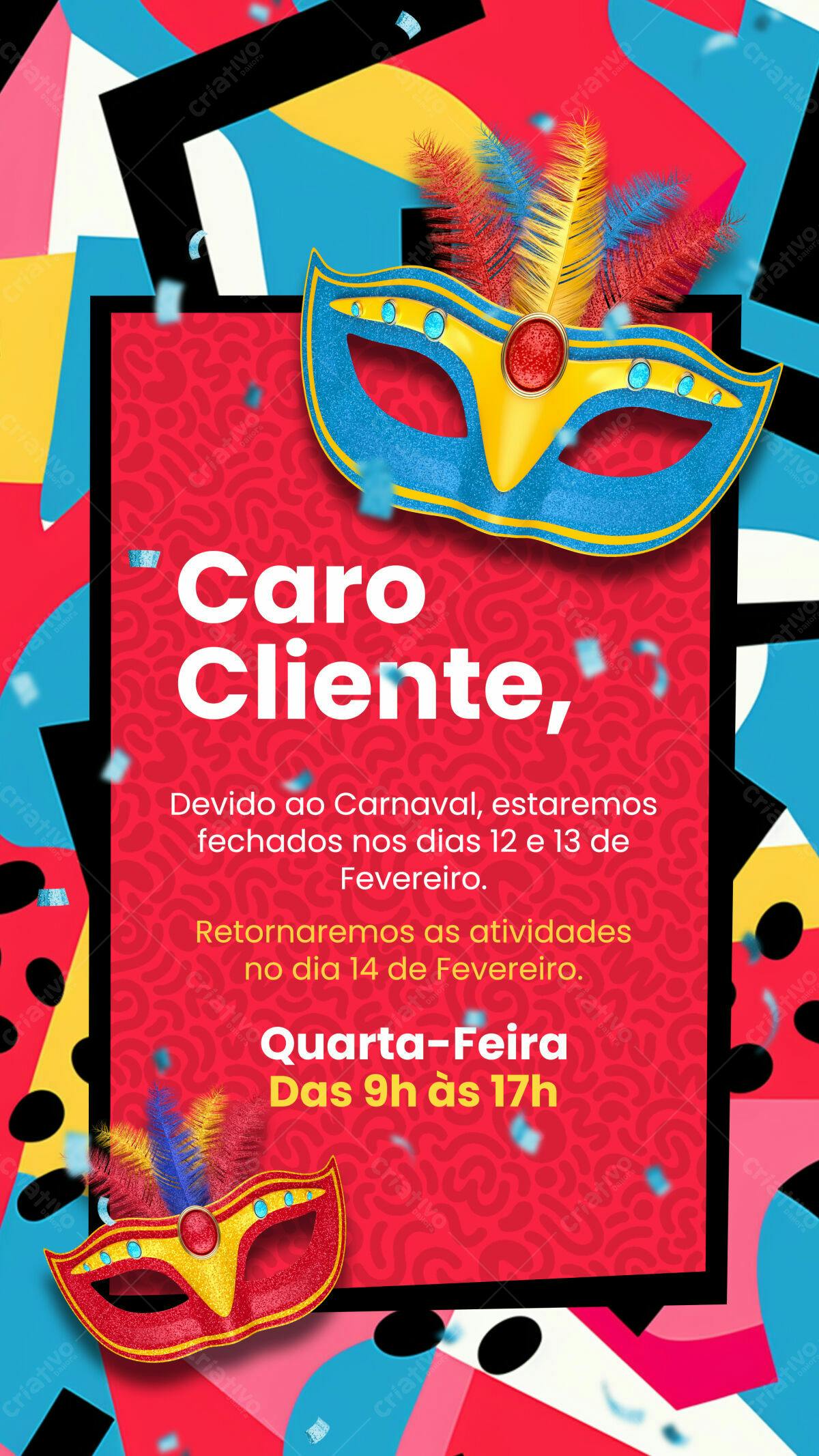 Flyer para Anúncio de Carnaval PSD Editável