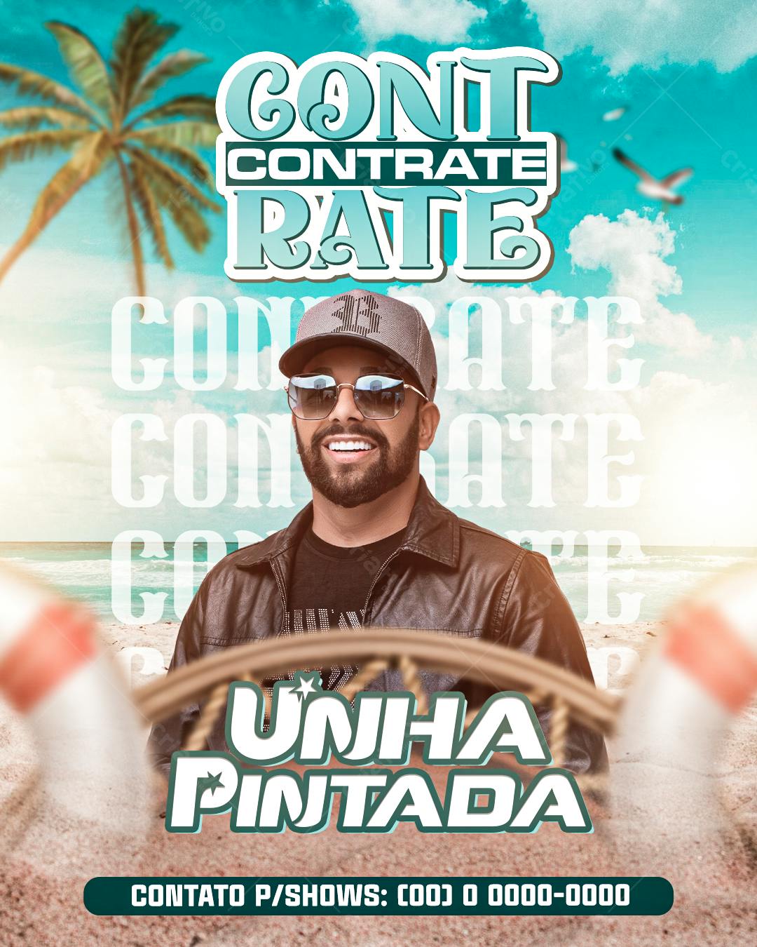 Flyer para Contratação Cantor Unha Pintada PSD Editável