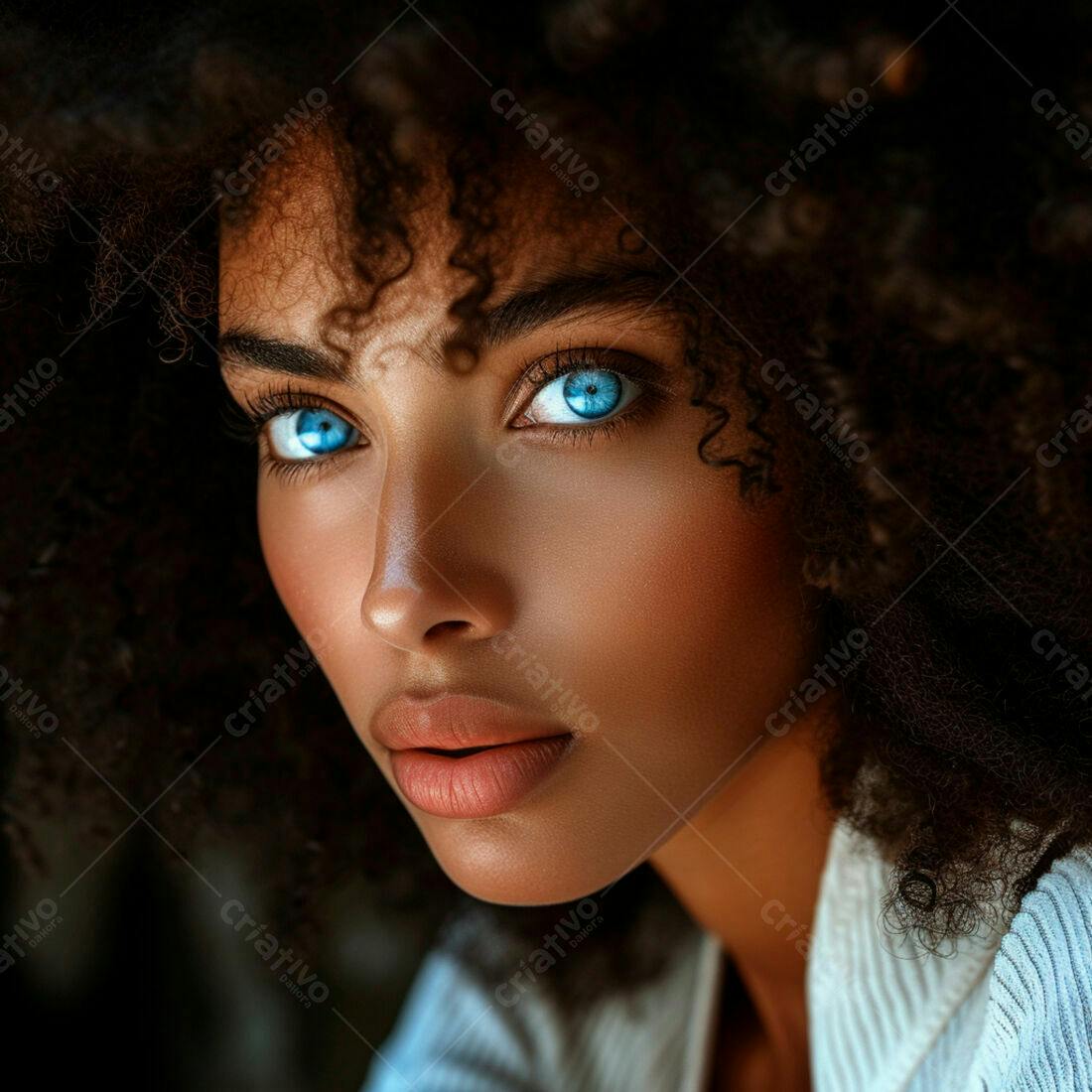 Close-up Retrato Mulher Negra Olhos Azuis
