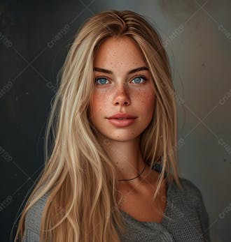 Imagem de uma linda mulher norueguesa, com cabelos loiros longos e lisos e olhos azuis 2