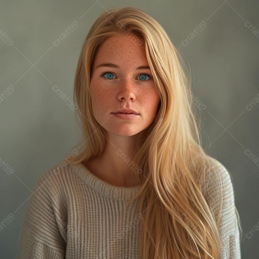 Imagem De Uma  Linda Mulher Norueguesa, Com Cabelos Loiros Longos E Lisos E Olhos Azuis 3