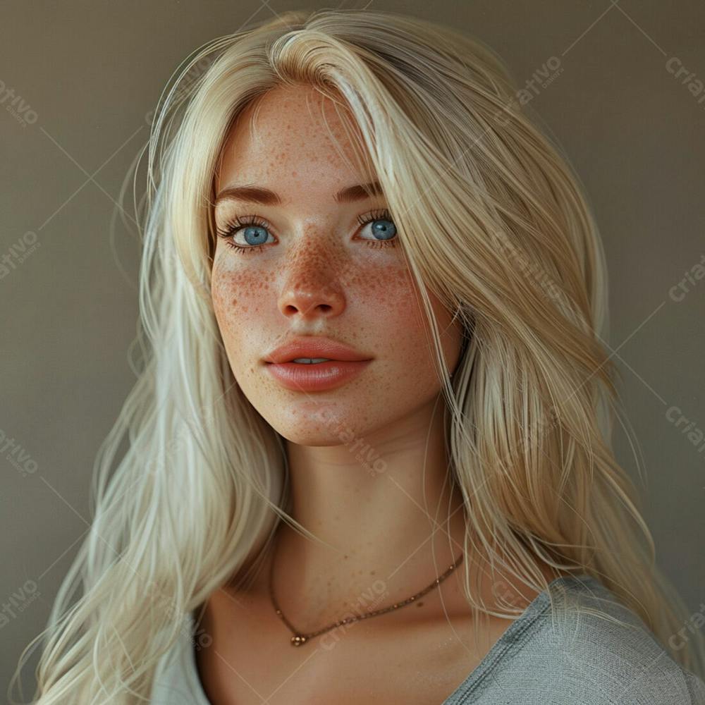 Imagem De Uma  Linda Mulher Norueguesa, Com Cabelos Loiros Longos E Lisos E Olhos Azuis 4