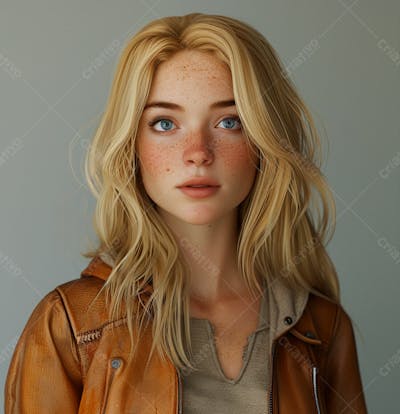 Imagem De Uma  Linda Mulher Norueguesa, Com Cabelos Loiros Longos E Lisos E Olhos Azuis 5