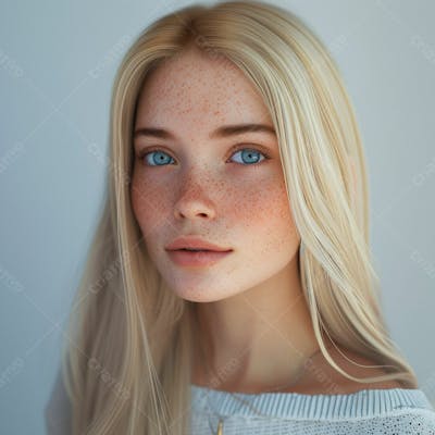 Imagem De Uma  Linda Mulher Norueguesa, Com Cabelos Loiros Longos E Lisos E Olhos Azuis 6