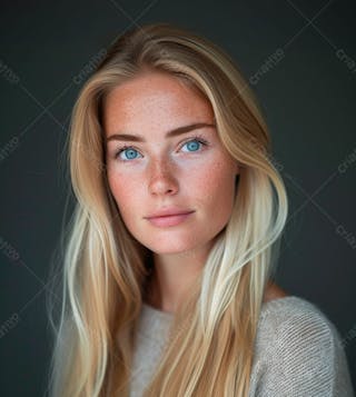 Imagem de uma linda mulher norueguesa, com cabelos loiros longos e lisos e olhos azuis 23