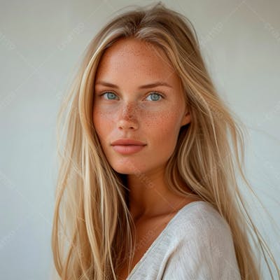Imagem De Uma  Linda Mulher Norueguesa, Com Cabelos Loiros Longos E Lisos E Olhos Azuis 45