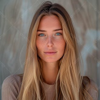 Imagem de uma linda mulher norueguesa, com cabelos loiros longos e lisos e olhos azuis 49