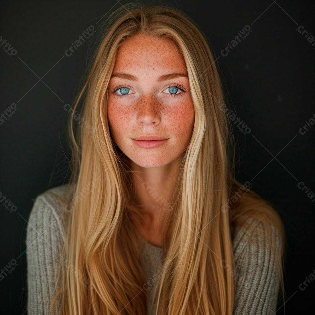 Mulher jovem com sardas e cabelos loiros