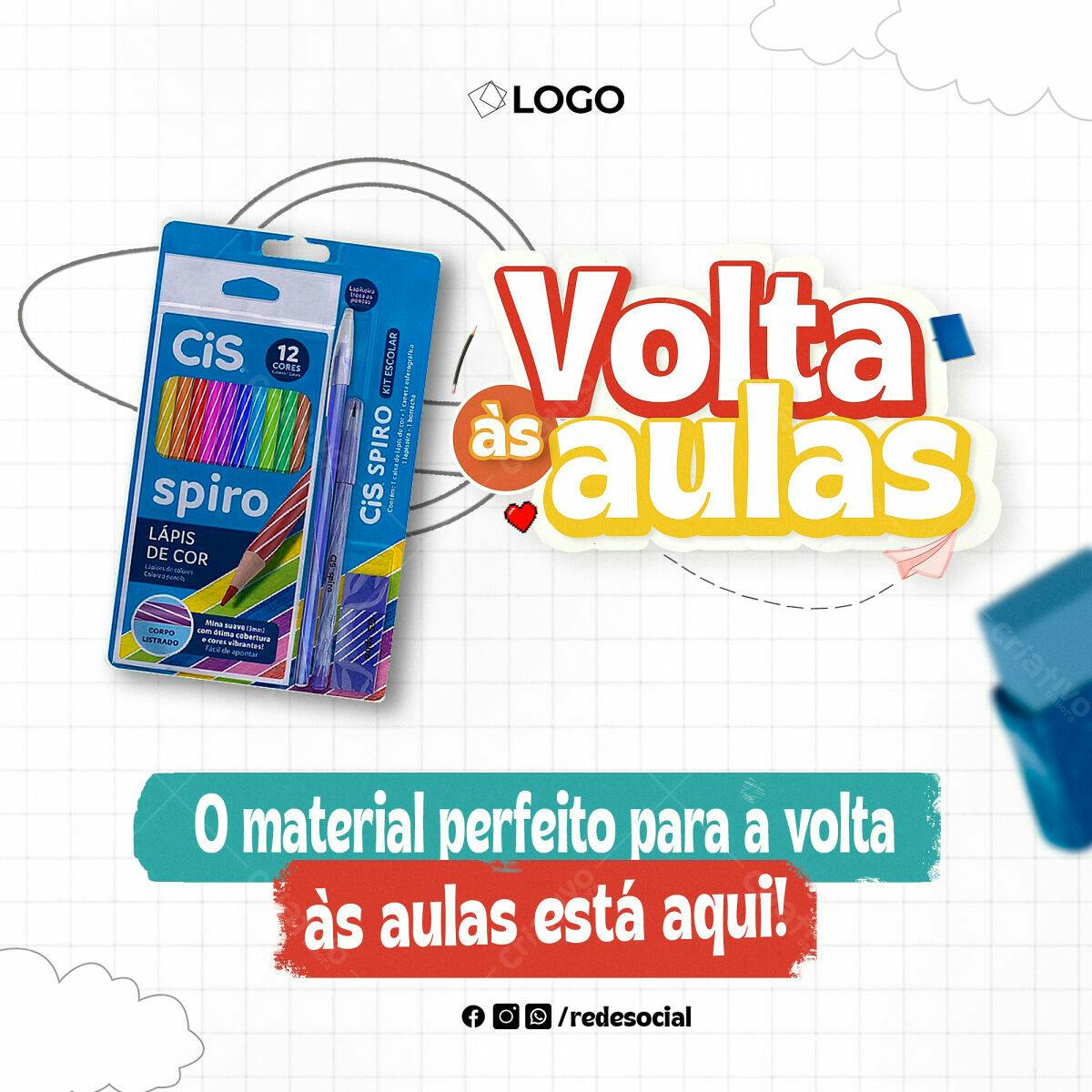 Postagem Volta às Aulas PSD Editável