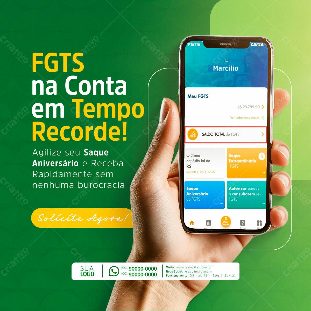 Flyer Saque FGTS Aniversário PSD Editável