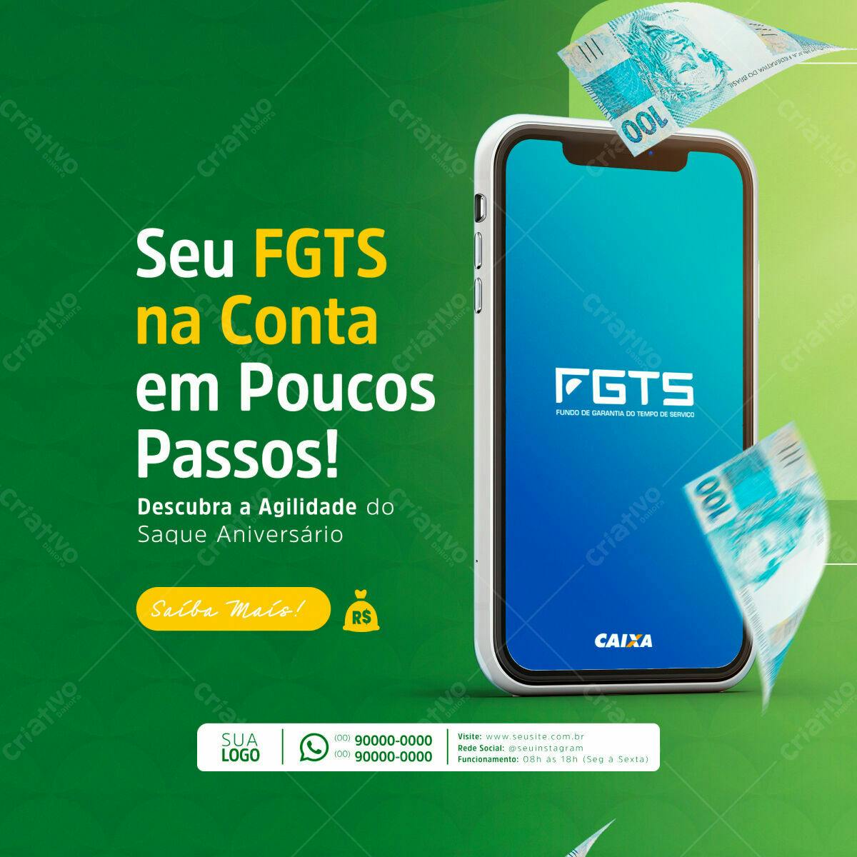 Banner FGTS Saque Aniversário PSD Editável