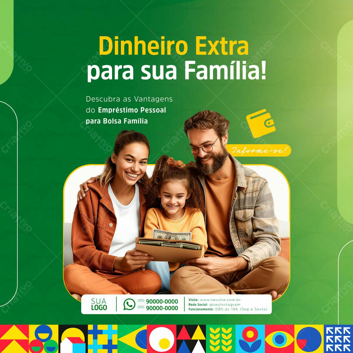 Flyer Empréstimo Bolsa Família PSD Editável