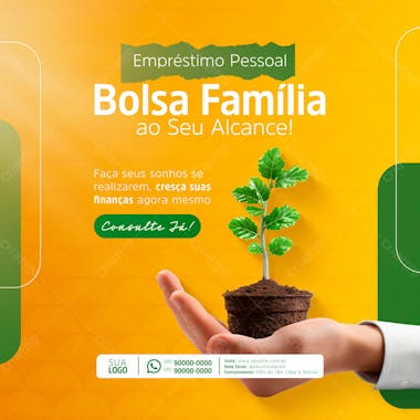 Empréstimo consignado fgts e bolsa familia social media post feed