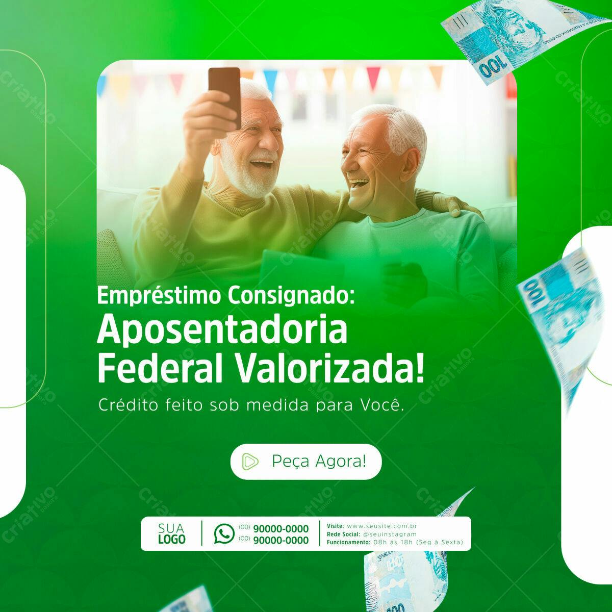 Postagem Empréstimo Consignado Aposentadoria PSD Editável