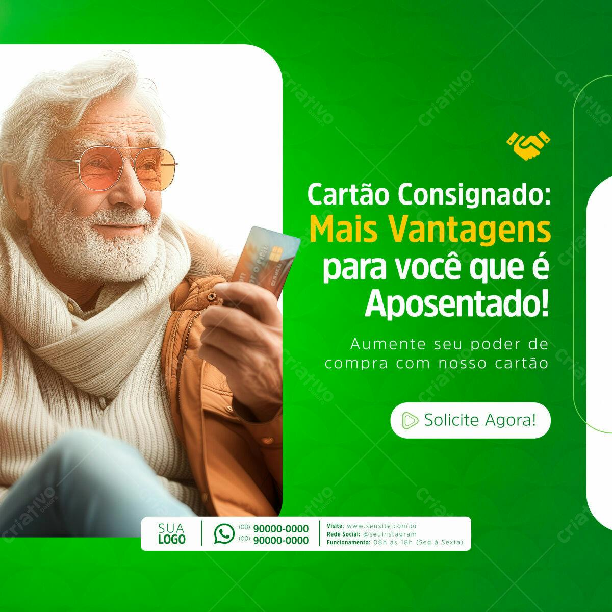 Flyer para Cartão Consignado Aposentados PSD Editável