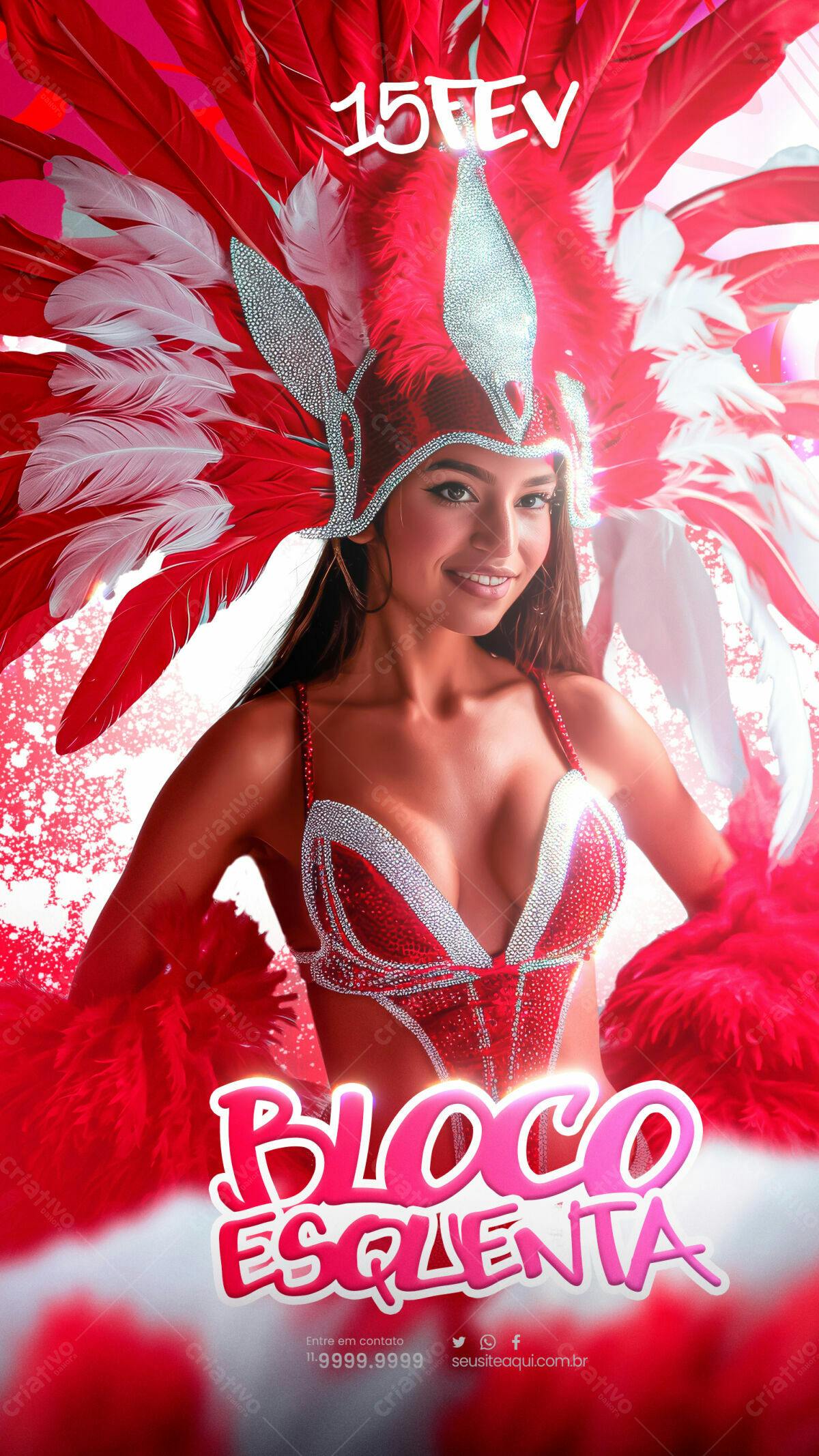 Flyer Bloco de Carnaval PSD Editável