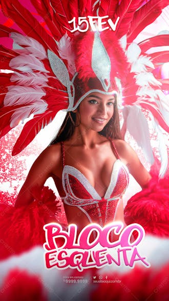 Flyer bloco esquenta carnaval story