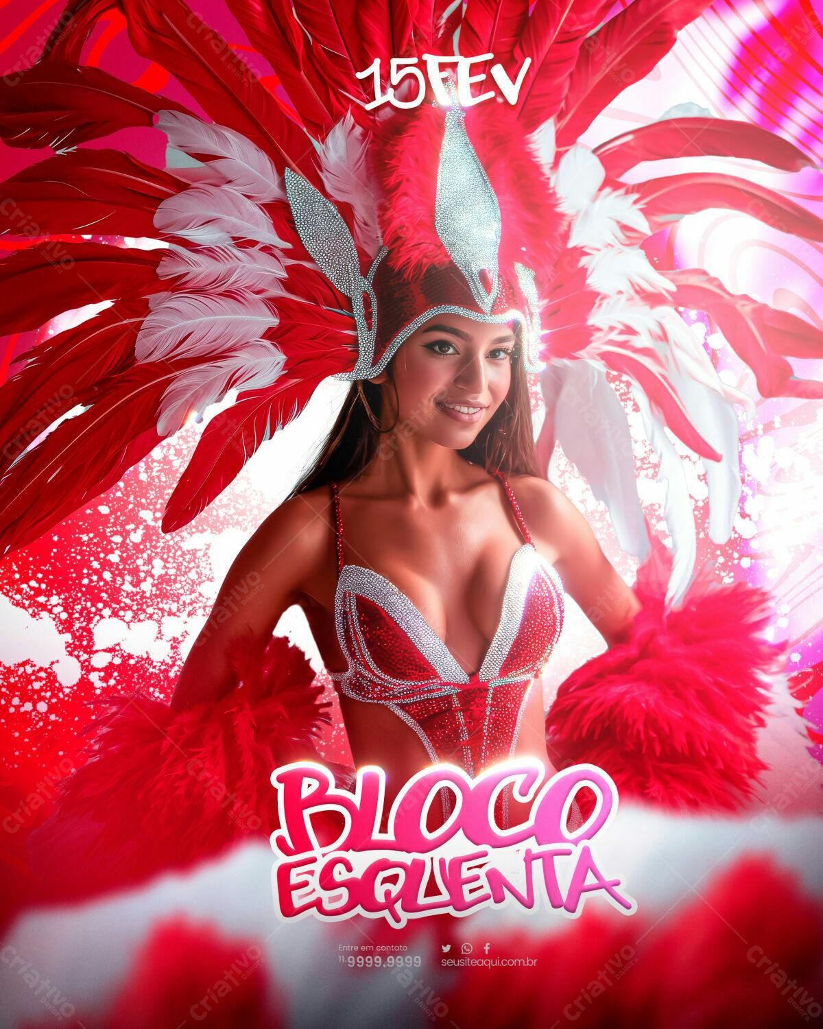 Flyer para Bloco de Carnaval PSD Editável