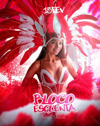 Flyer bloco esquenta carnaval feed