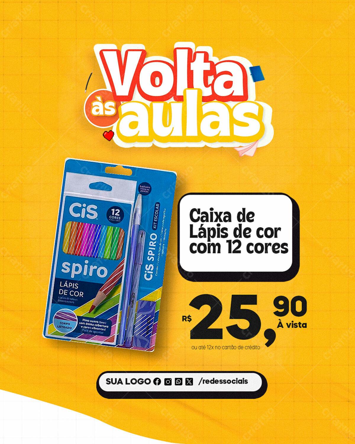 Flyer Volta às Aulas com Lápis de Cor PSD Editável