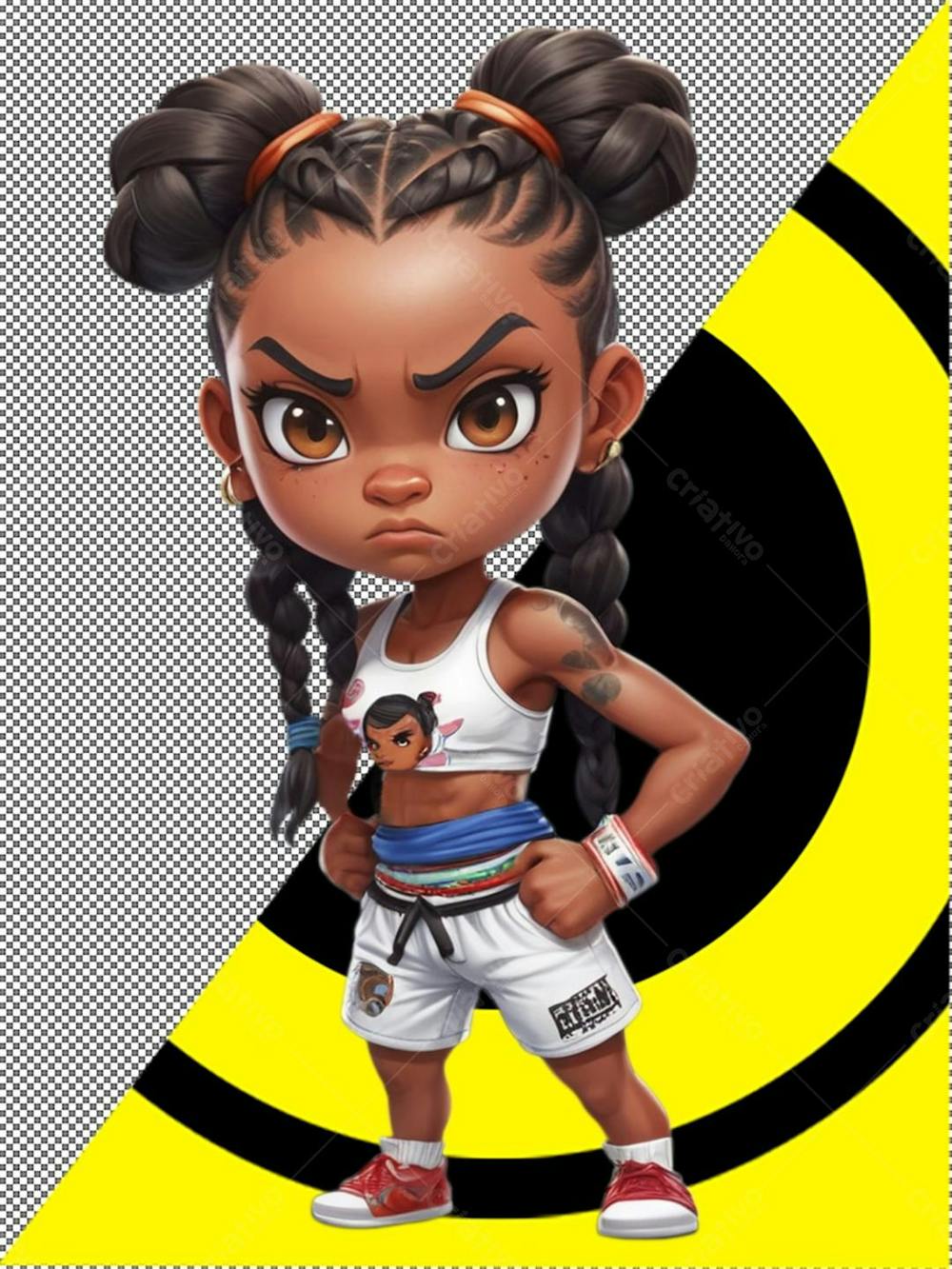 Personagem Lutadora 3D negra png , brava, tranças, Disney, Pixar