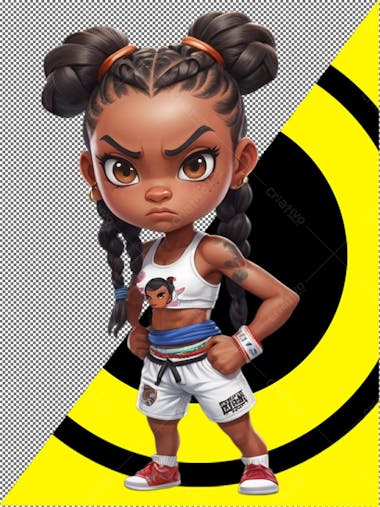 Personagem lutadora 3d negra png , brava, tranças, disney, pixar