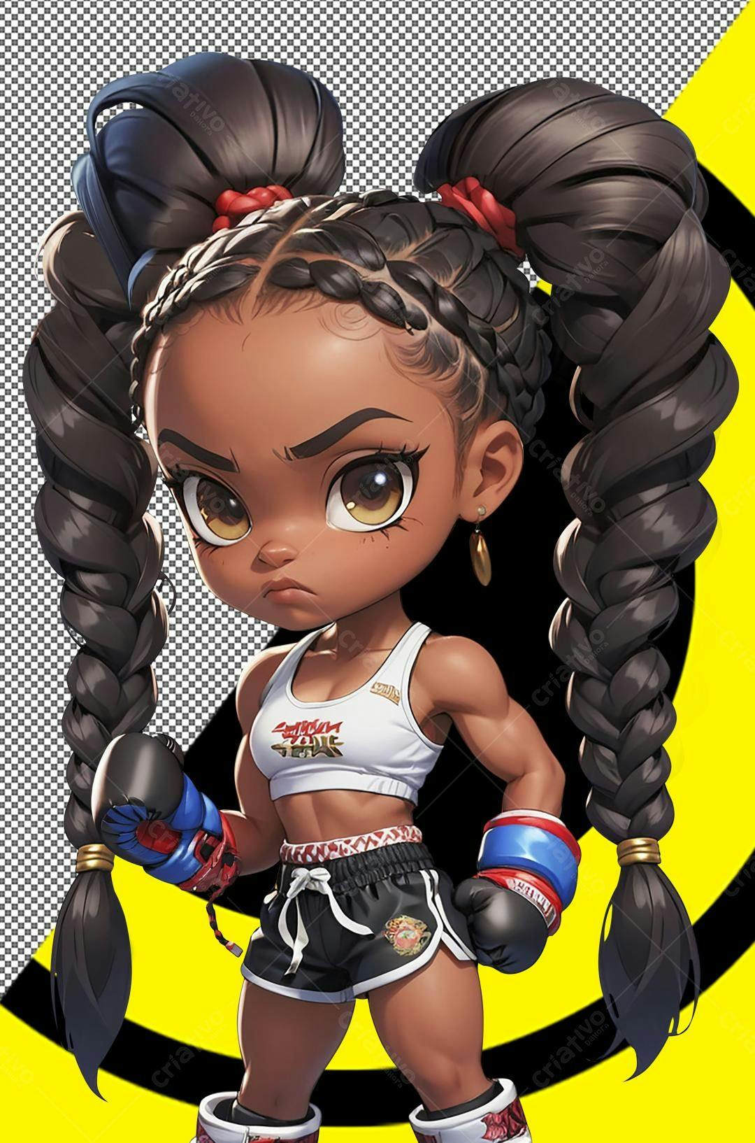 Icone Boxeadora Afro PNG com fundo transparente