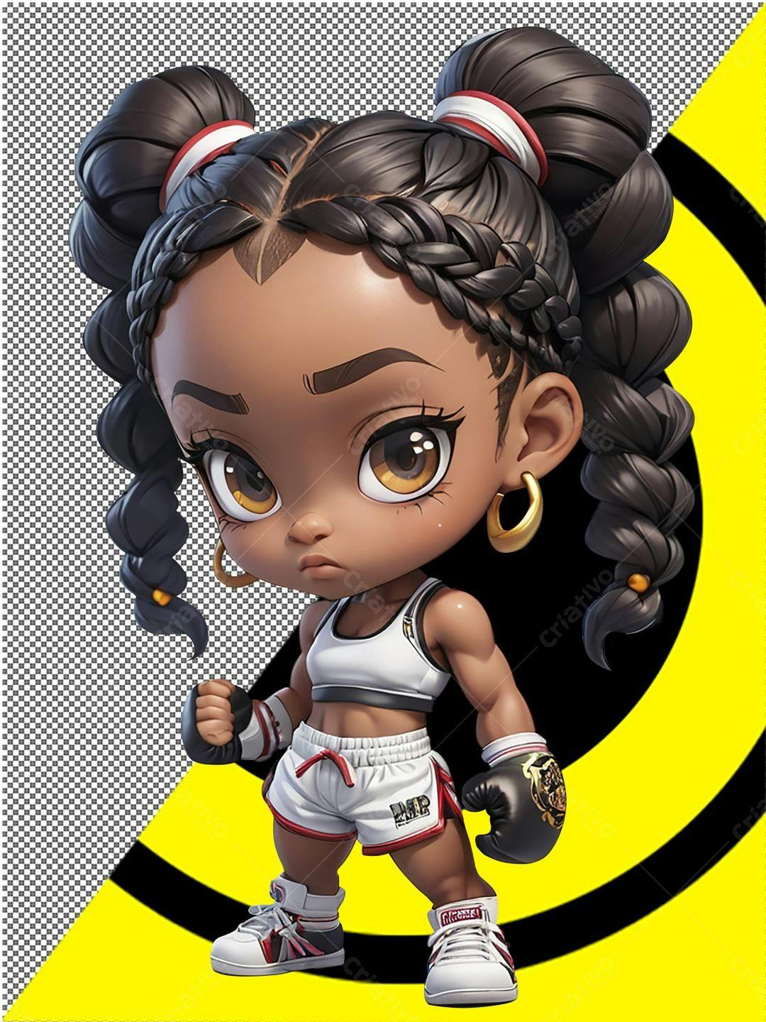 Icone Boxeadora Negra PNG com fundo transparente