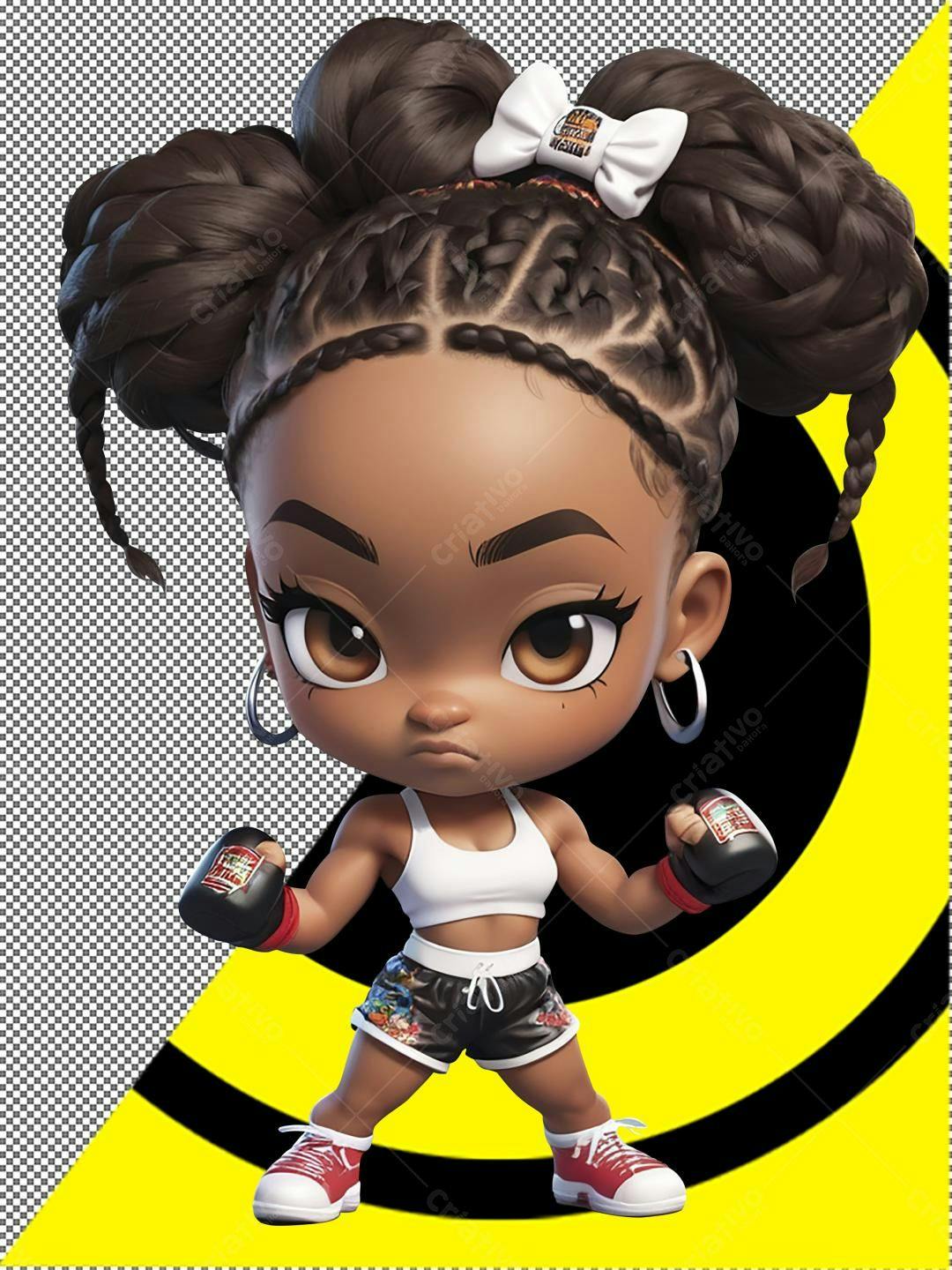 Icone Boxeadora Negra PNG com fundo transparente