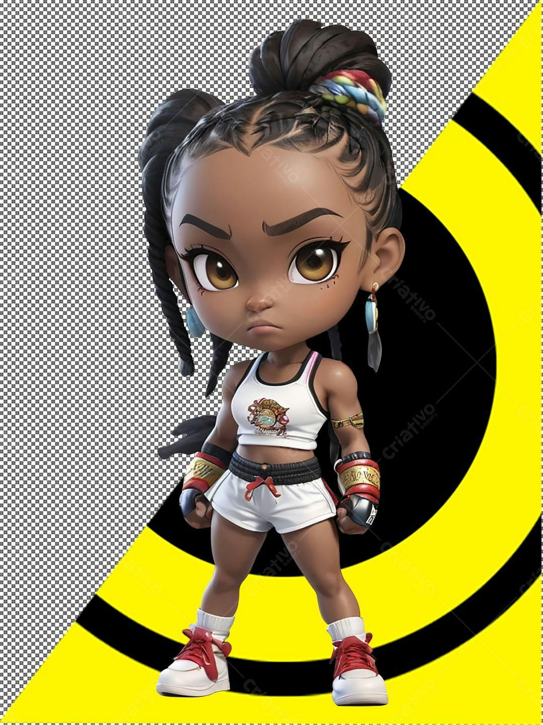 Icone Boxeadora Negra PNG com fundo transparente
