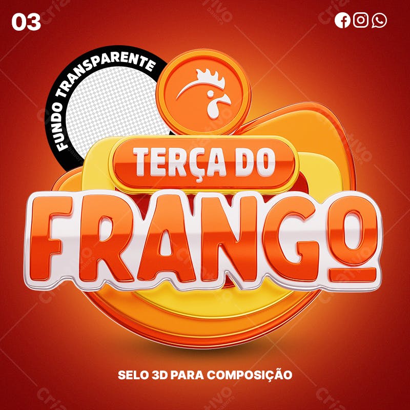 Selo 3D promocional laranja e amarelo