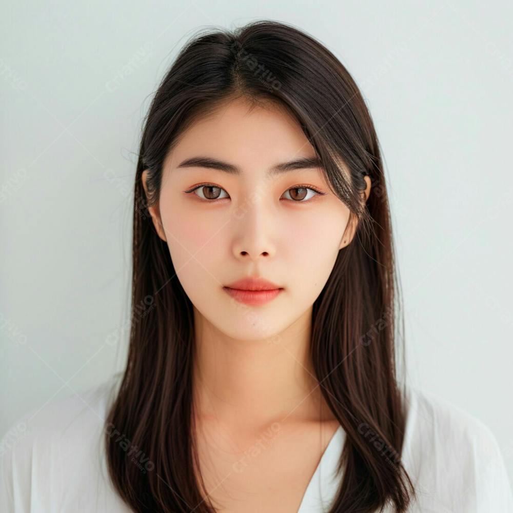 Mulher Coreana Elegante Exibindo Longos Cabelos Negros Em Um Fundo Claro 12