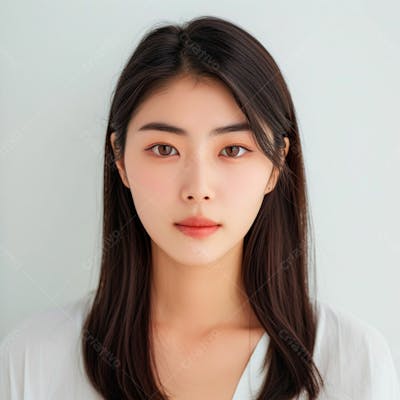 Mulher Coreana Elegante Exibindo Longos Cabelos Negros Em Um Fundo Claro 12