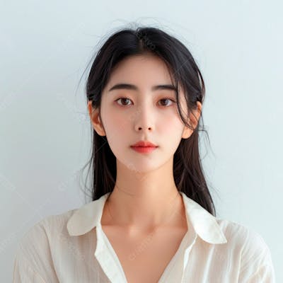 Mulher Coreana Elegante Exibindo Longos Cabelos Negros Em Um Fundo Claro 13