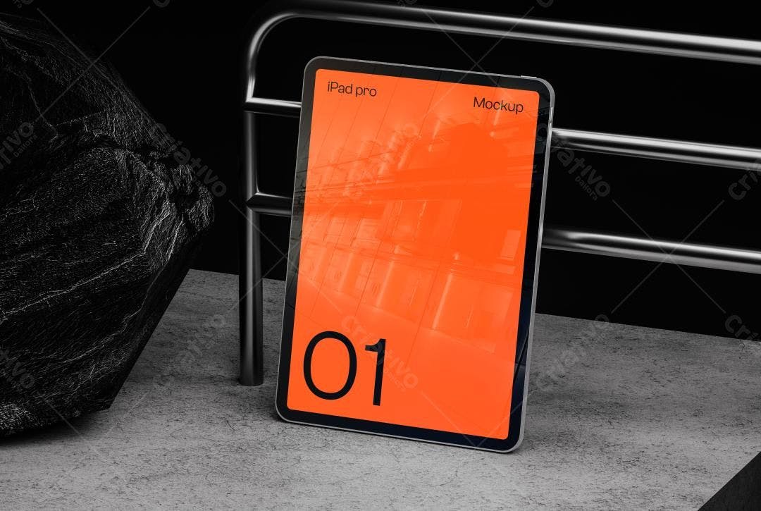 Mockup iPad Pro: Design Moderno em Cenário Escuro