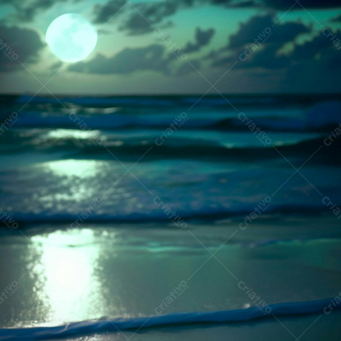 Lua cheia sobre o mar noturno