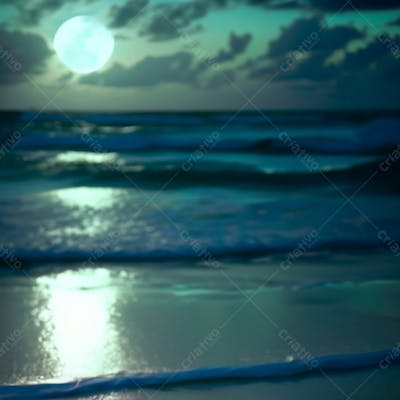 Imagem Da Lua Cheia Sobre O Mar Em Uma Noite Explendida 1