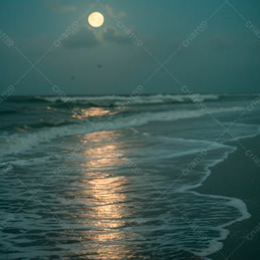 Imagem da lua cheia sobre o mar em uma noite explendida 2