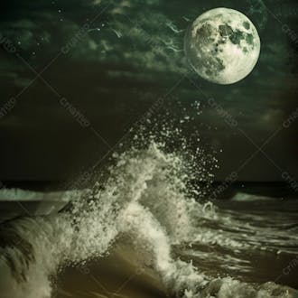 Imagem da lua cheia sobre o mar em uma noite explendida 3