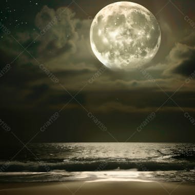 Imagem da lua cheia sobre o mar em uma noite explendida 4