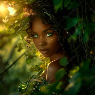 Imagine uma mulher negra parada no coração de uma floresta 22