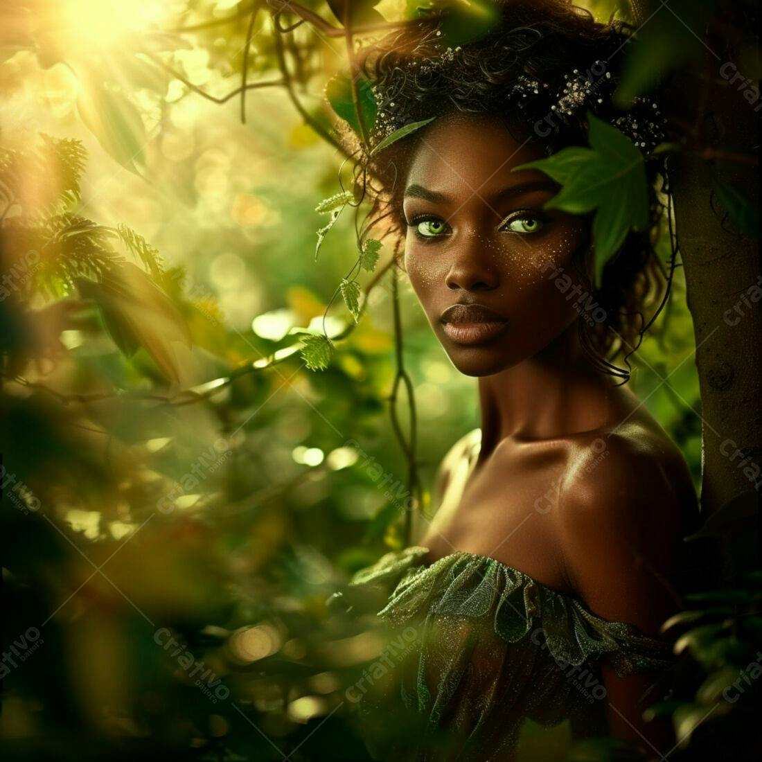 Musa Negra em Floresta Verde