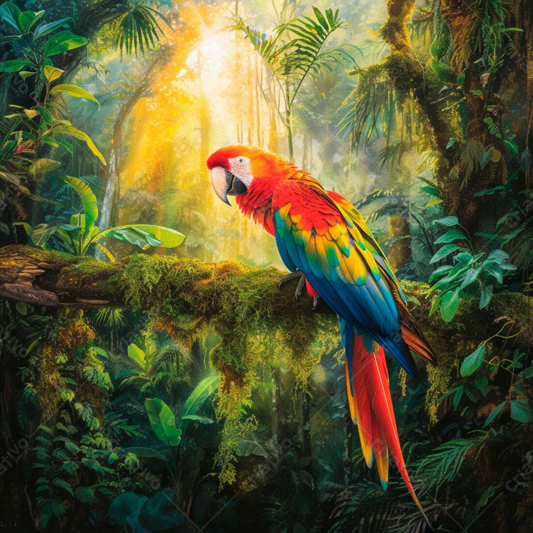 Arara-vermelha em floresta tropical