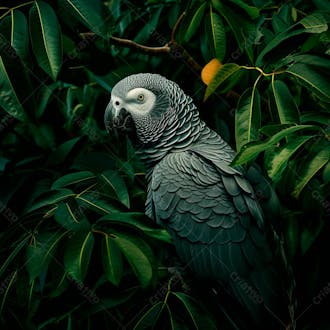 Papagaio cinza africano na selva 1