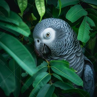 Papagaio cinza africano na selva 2