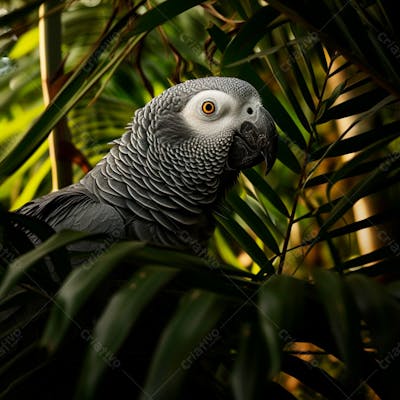 Papagaio Cinza Africano Na Selva 5