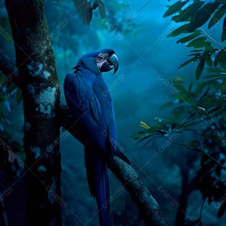 Imagem de uma arara azul em uma selva tropical 2