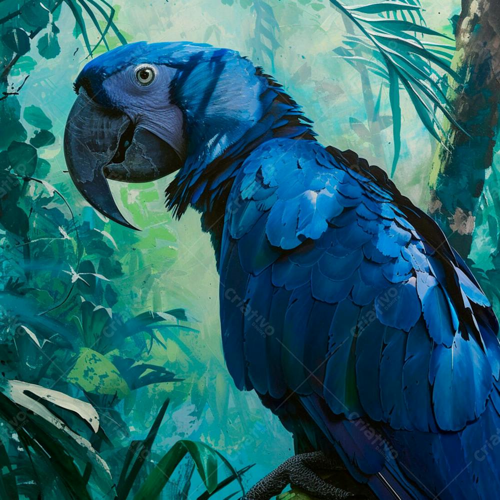 Imagem De Uma Arara Azul Em Uma Selva Tropical 3