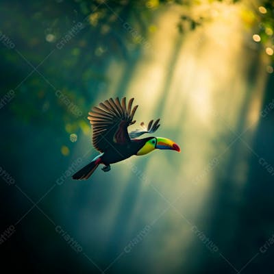 Espetaculo Dinamico De Um Tucano De Bico De Quilha Em Voo 7