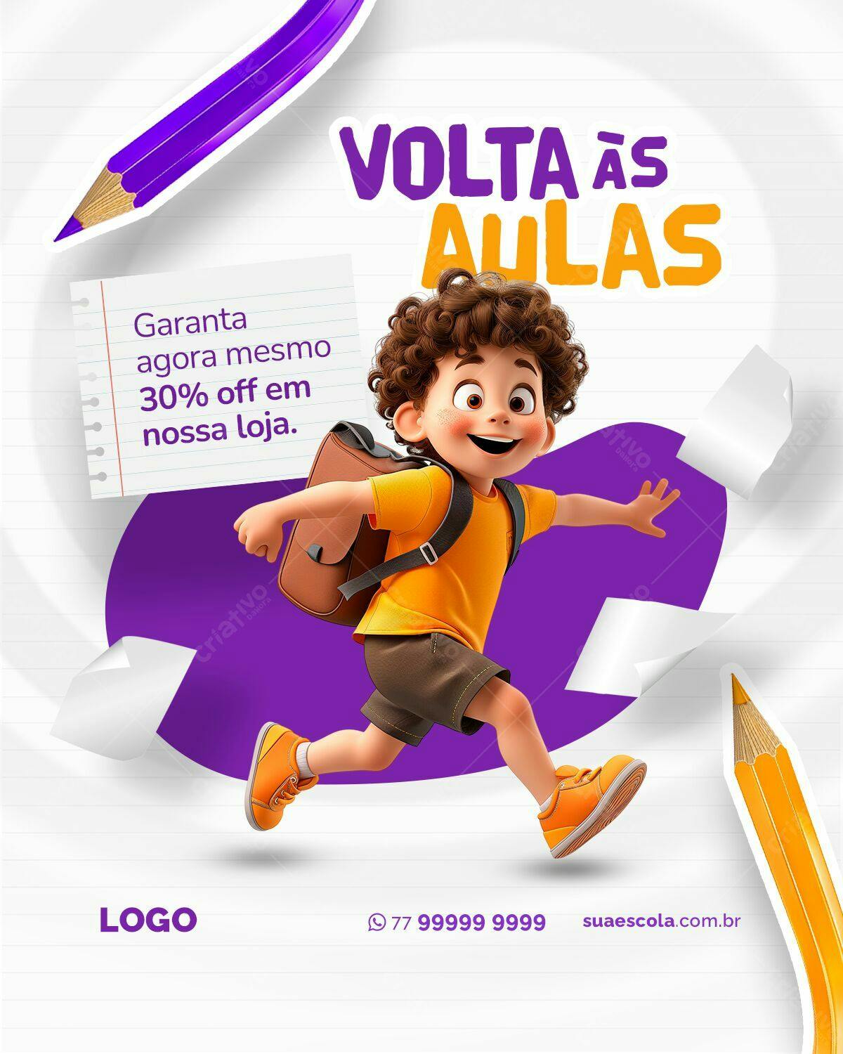 Flyer Volta às Aulas PSD Editável